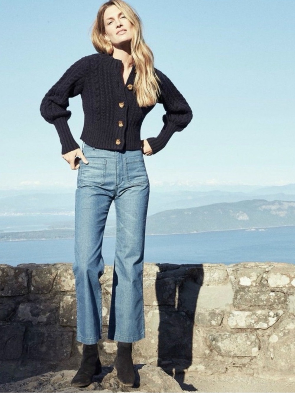 Doen Maritime Wide Leg Denim Jeans in Menton Wash